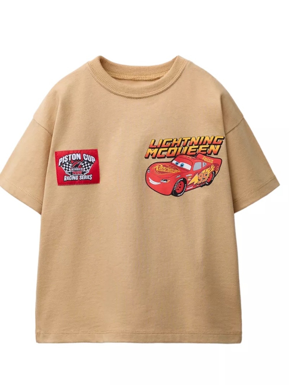 Zara x Disney Lightning McQueen Toddler Boy Tan Graphic Tee 4 Years